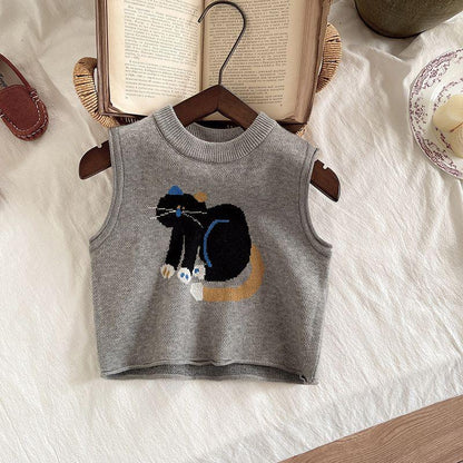 3 pc set boy cat sweater shirt pant set