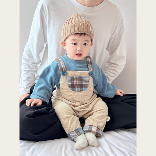 corduroy dungaree with full sleeves shirt