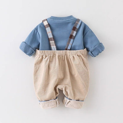 corduroy dungaree with full sleeves shirt