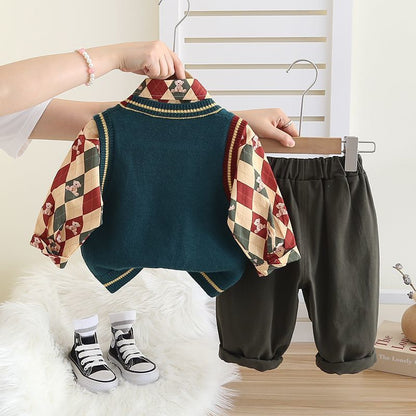 Smart 3 pc teddy with diamond shape shirt set