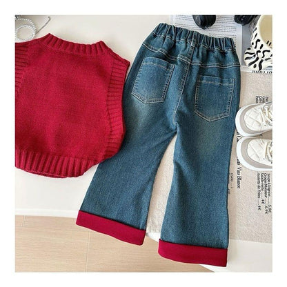 3 pc red bow sweater
