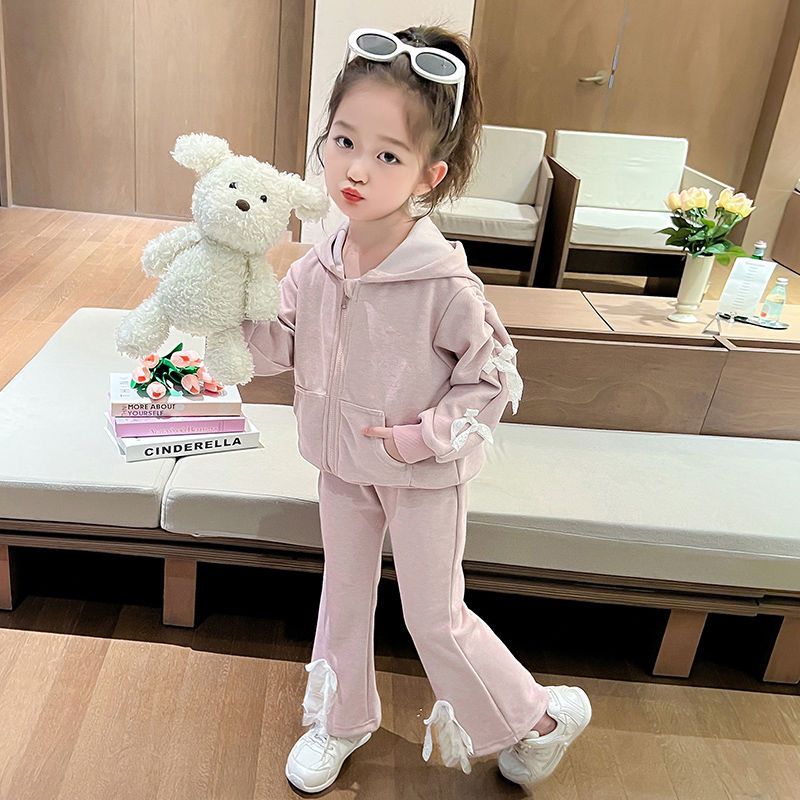 Warm 2pc track suit with bow