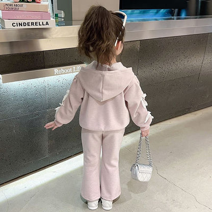 Warm 2pc track suit with bow