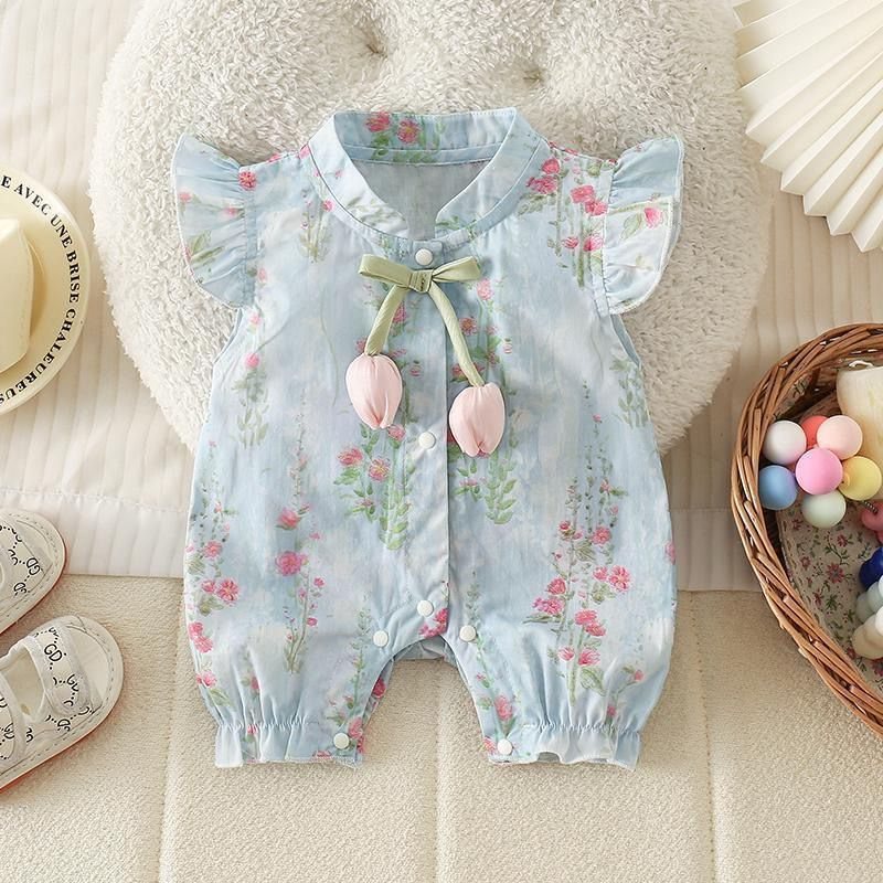 Tulip Garden Baby Romper (Blue)