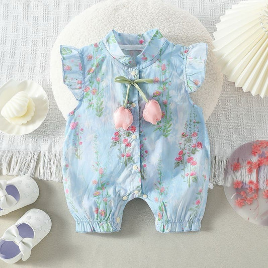Tulip Garden Baby Romper (Blue)