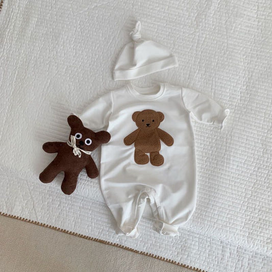 white Teddy Romper with cap