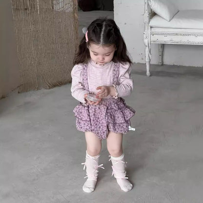 Purple Ribbed Knit Long sleeve Top & skirt