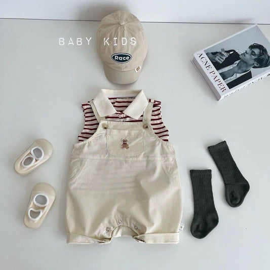 Striped t shirt with dungaree set