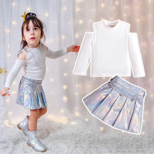 2 PC SET With soft Foil Skirt and chain and cotton t shirt