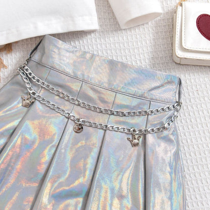 2 PC SET With soft Foil Skirt and chain and cotton t shirt