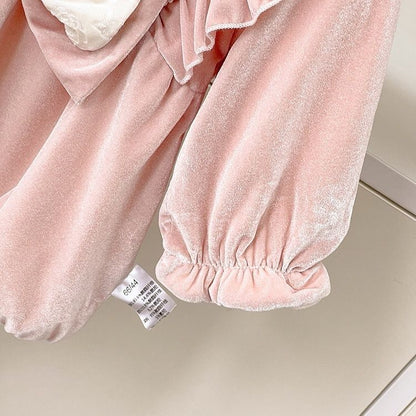 Velvet Pink Romper with Hairband