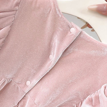Velvet Pink Romper with Hairband