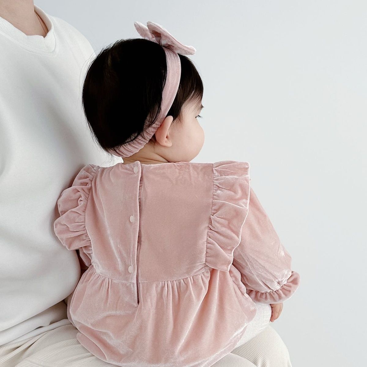 Velvet Pink Romper with Hairband