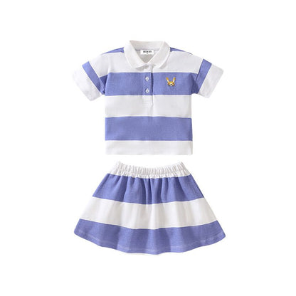 T shirt and skirt (with stripe design)