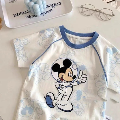 Blue Mickey Cotton T shirt