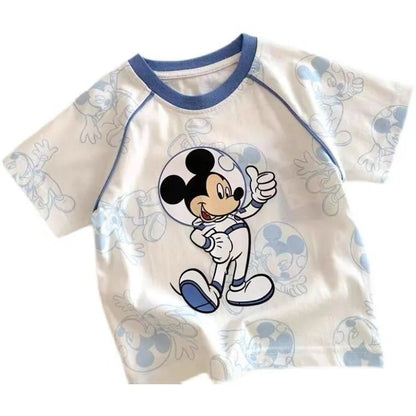 Blue Mickey Cotton T shirt