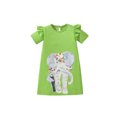 Green Elephant Cotton Frock