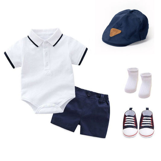 Sporty Set white & Blue 5 pc set for boys