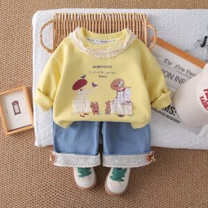 Sunny Diary Lace-Detail Kids Co-ord Set