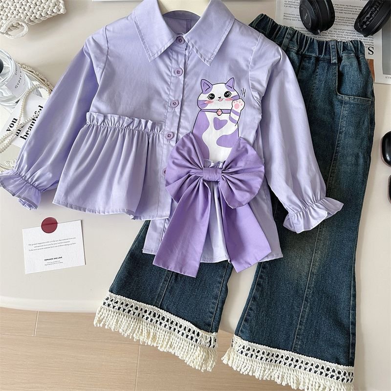 Lavender Kitty Bow Shirt