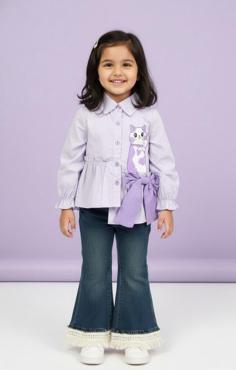 Lavender Kitty Bow Shirt - Image 3