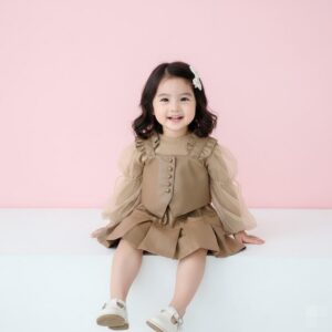 Girls Vintage Layered Pinafore Dress Set (3 pc set)