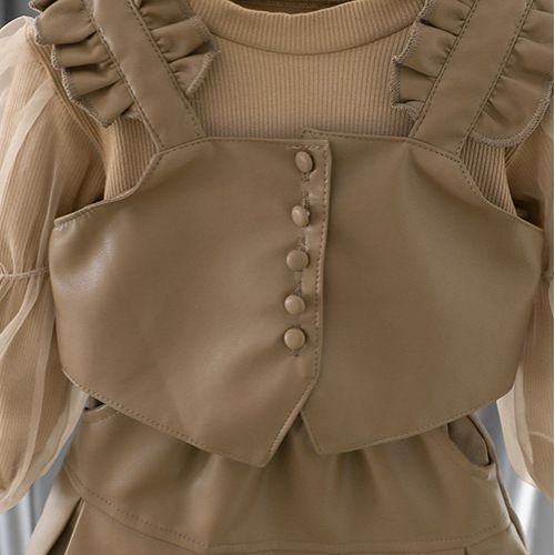 Girls Vintage Layered Pinafore Dress Set (3 pc set) - Image 6