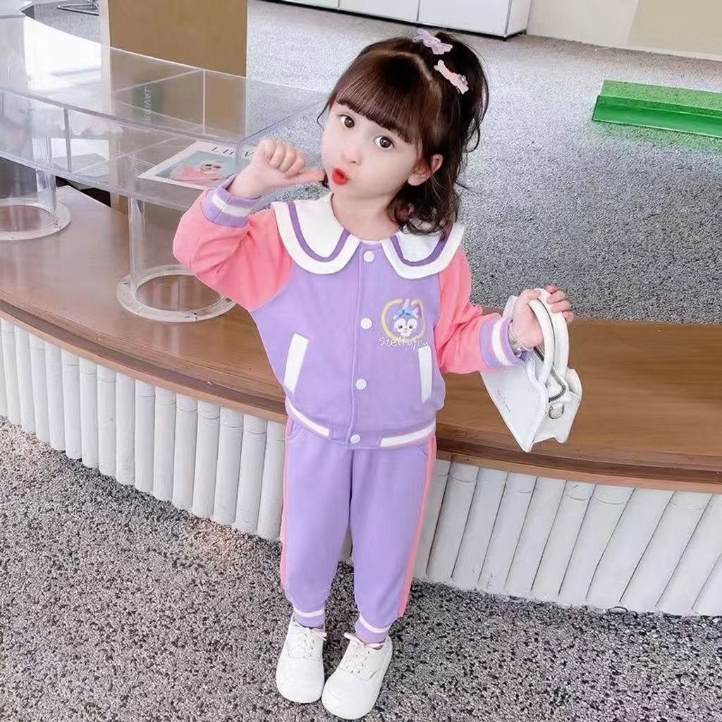 Toddler Girls Cute Bunny Collar Tracksuit Set
