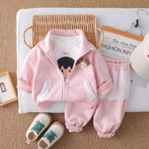 Pink Lace-Trim Loungewear Set