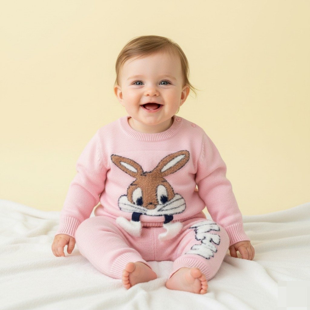 Pink Bunny Snuggle Knit Set