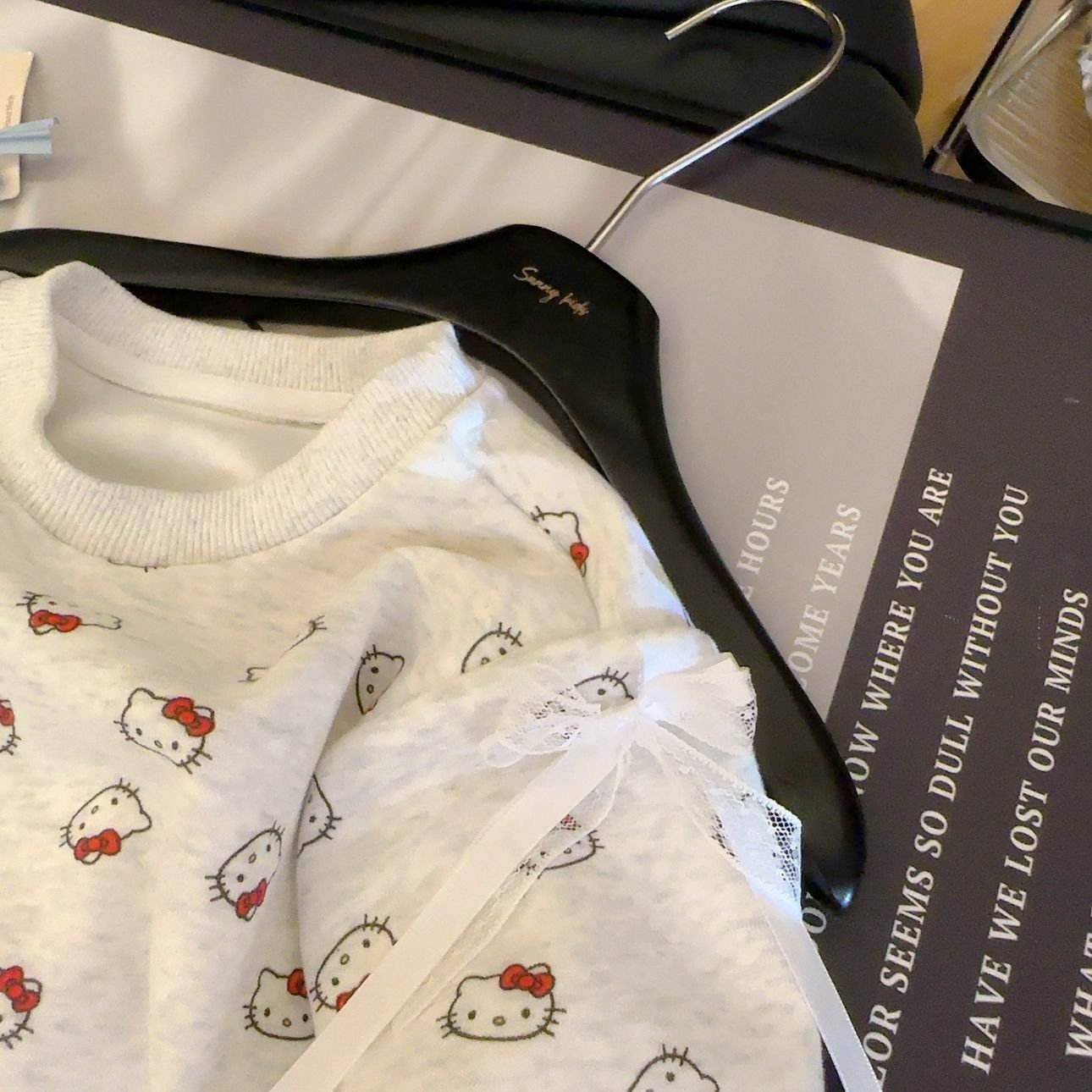 Girls Cute Kitty Print Sweatshirt & Leggings Set – Grey - Image 6