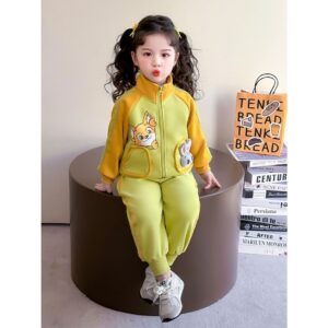 Kids Cartoon Zip-Up Tracksuit Set
