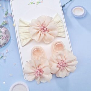 Baby Ivory Floral Headband & Booties Set