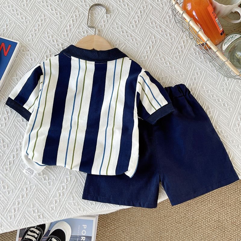 Navy Stripe Little Champ Set - Image 3