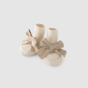 Ivory Bow Baby Booties