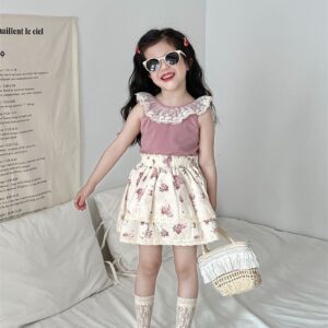 Vintage Rose Floral Skirt Set