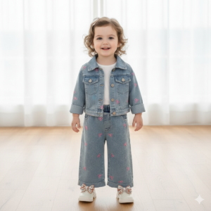 Pink Ribbon Denim Set