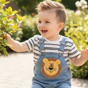 Little Lion Denim Dungaree Set