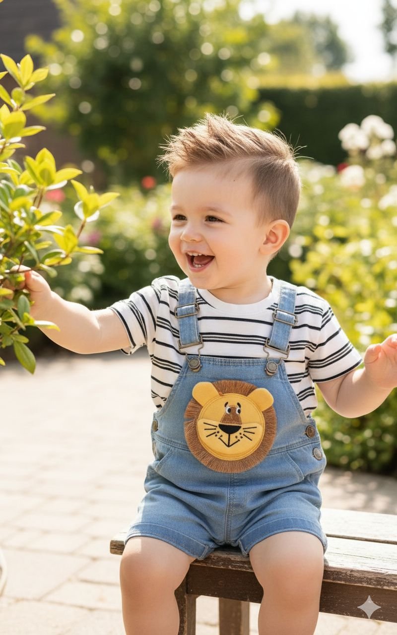 Little Lion Denim Dungaree Set