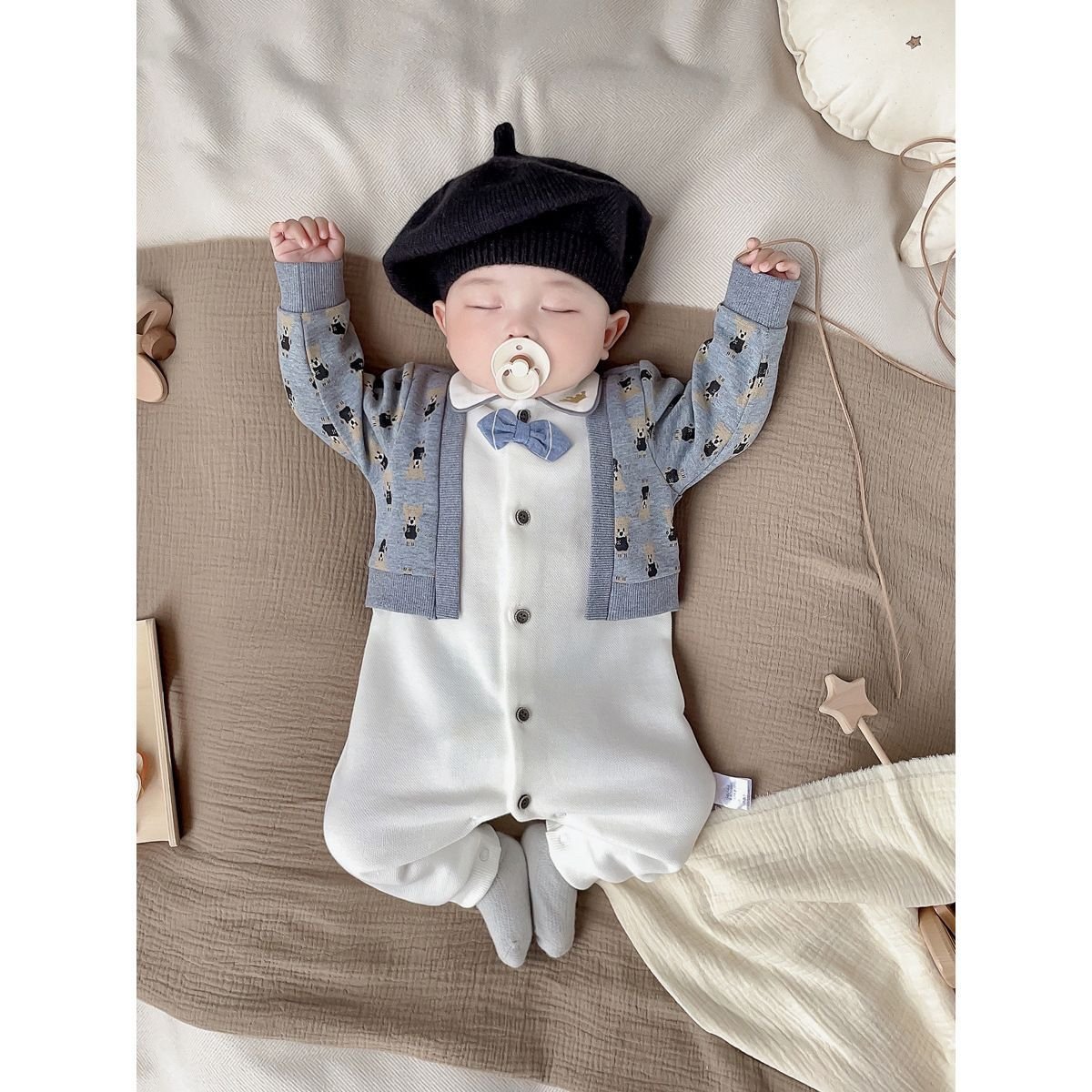 Little Gentleman Layered Romper