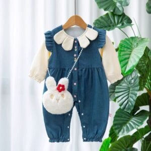 Bunny Blossom Denim Romper