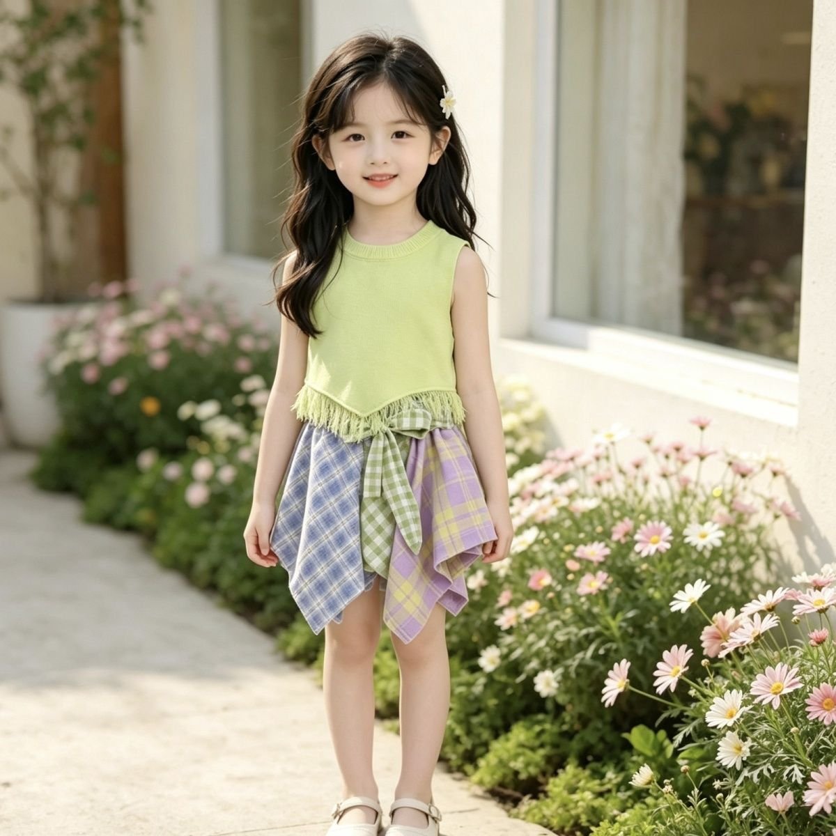 Lime Breeze Patchwork Dress