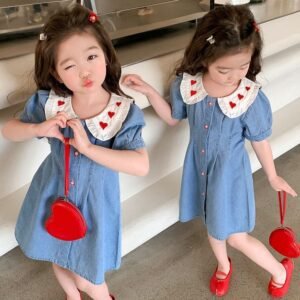 Sweetheart Denim Collar Dress