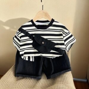 Monochrome Stripe Streetwear Set