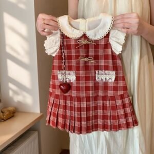 Cherry Picnic Plaid Princess Dress
