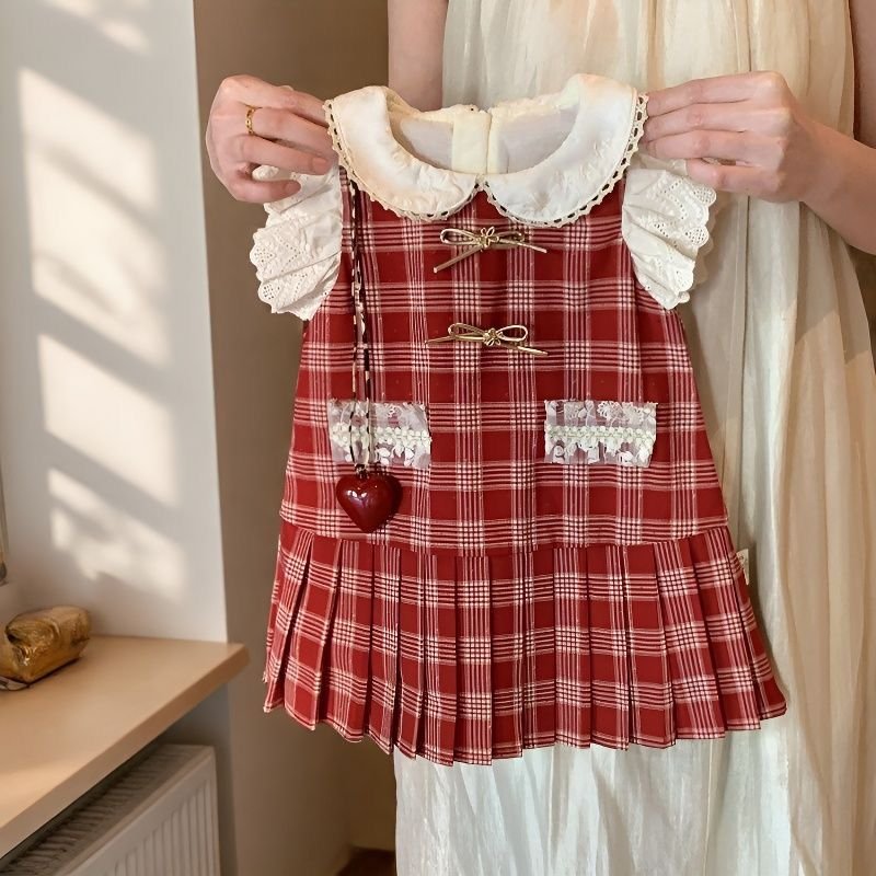 Cherry Picnic Plaid Princess Dress