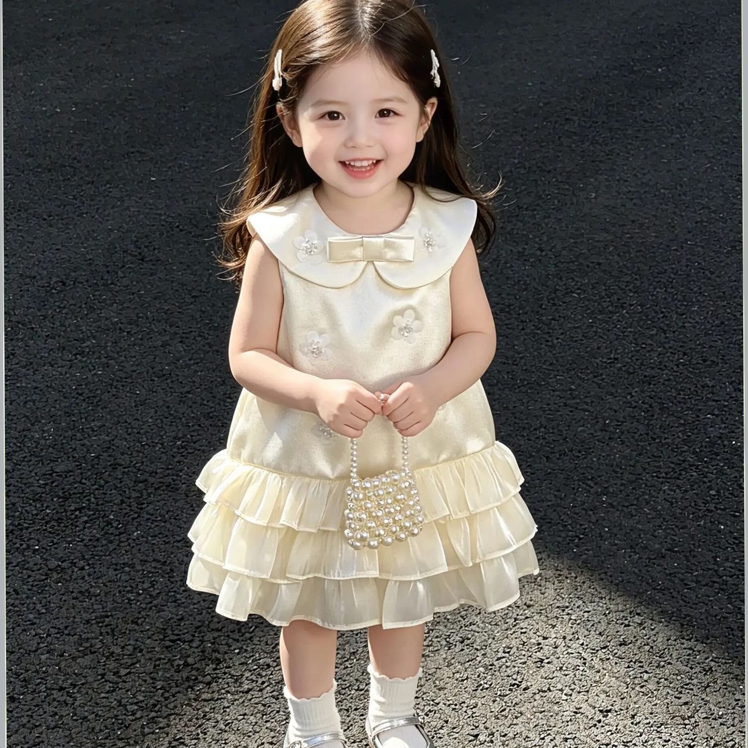 Pearl Petal Ruffle Dress - Image 3