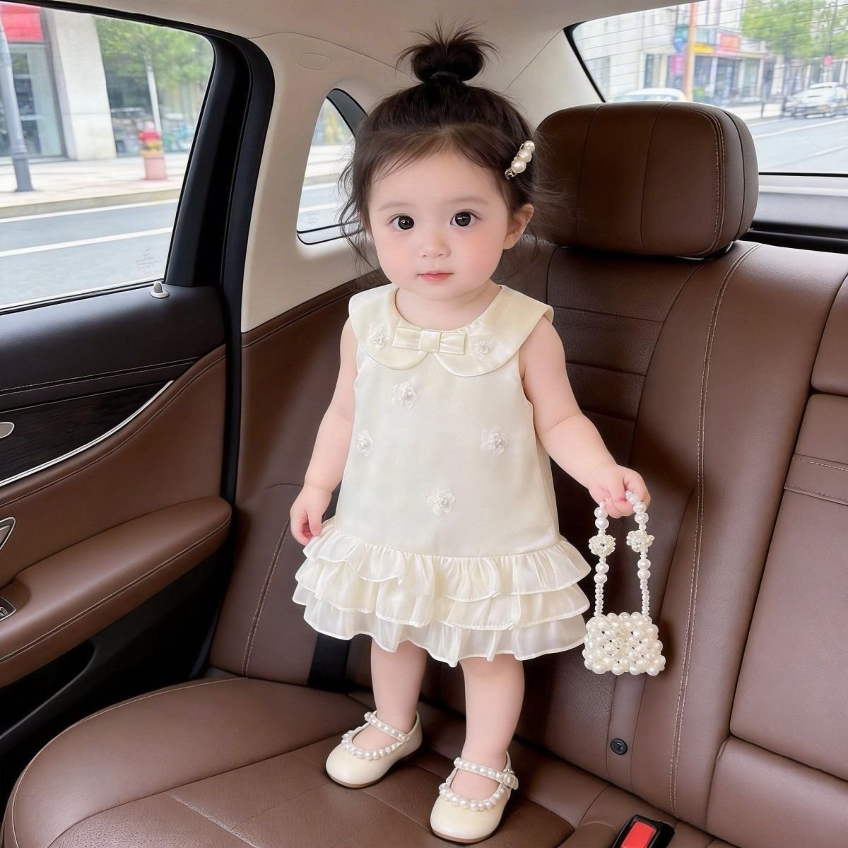 Pearl Petal Ruffle Dress - Image 2