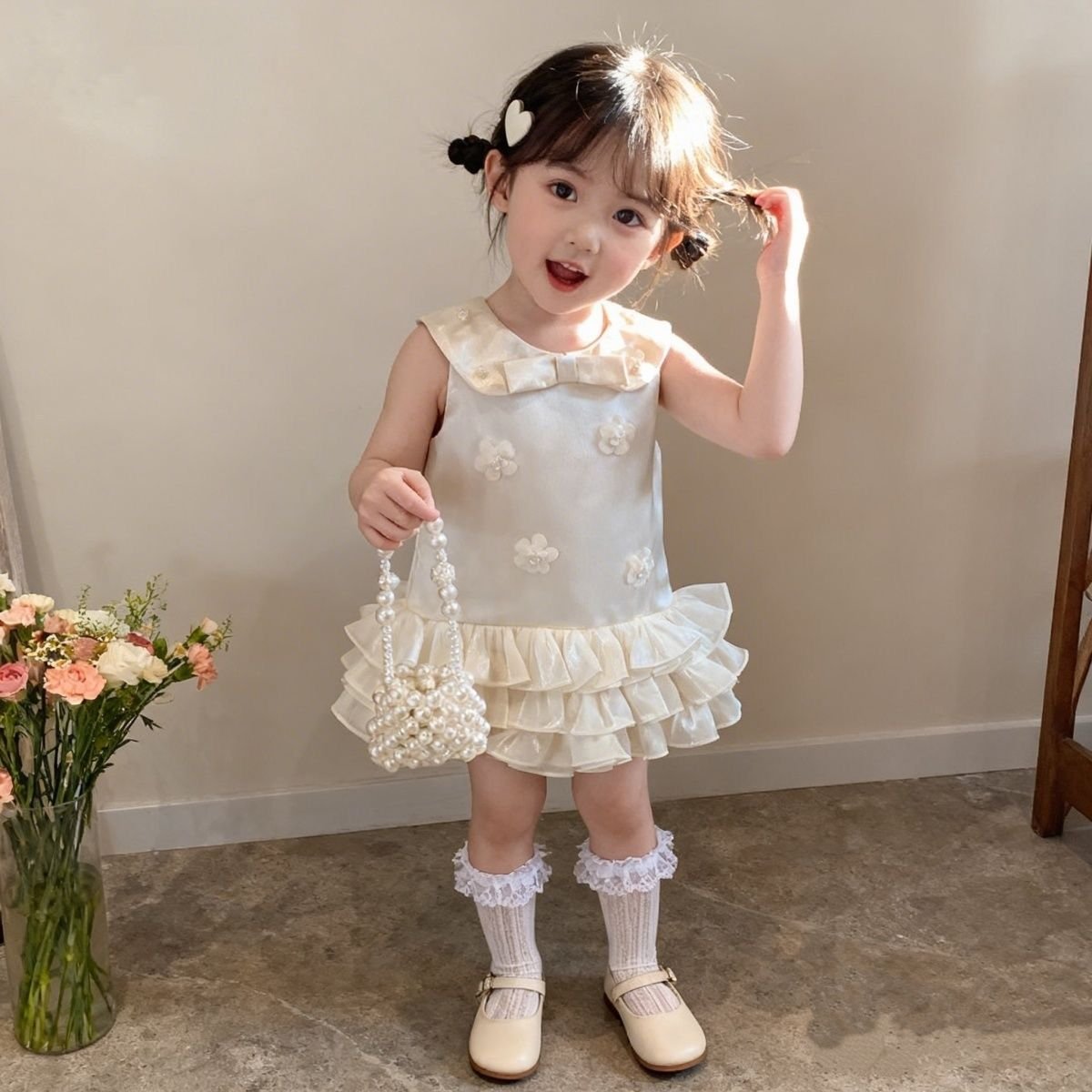 Pearl Petal Ruffle Dress - Image 6
