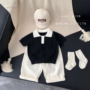 knitted shirt with pants 2pc set